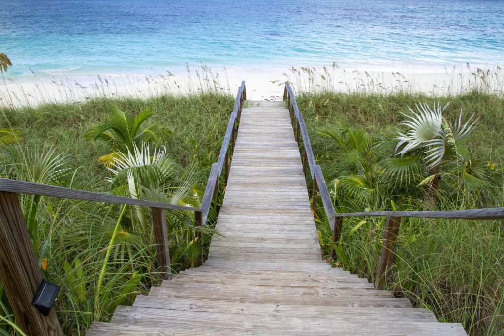 Boardwalk steps leading to beach